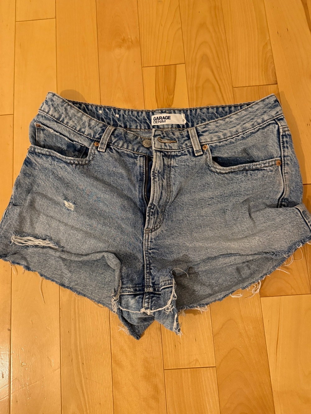 GARAGE Denim Distressed Blue Jean Shorts